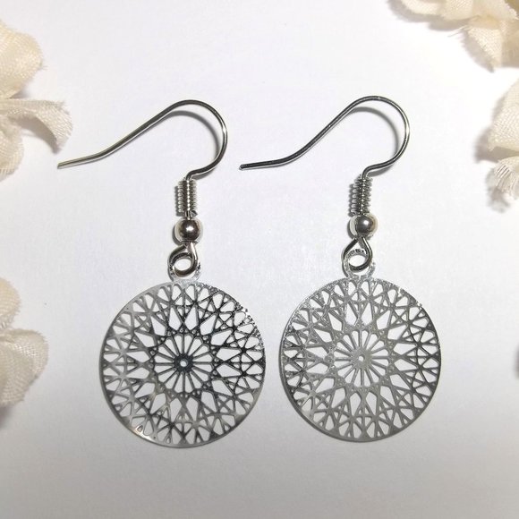 wvluckygirl Jewelry - Dark Silver Circle Earrings Fashion Jewelry Dangle Drop Minimalist Style 6823